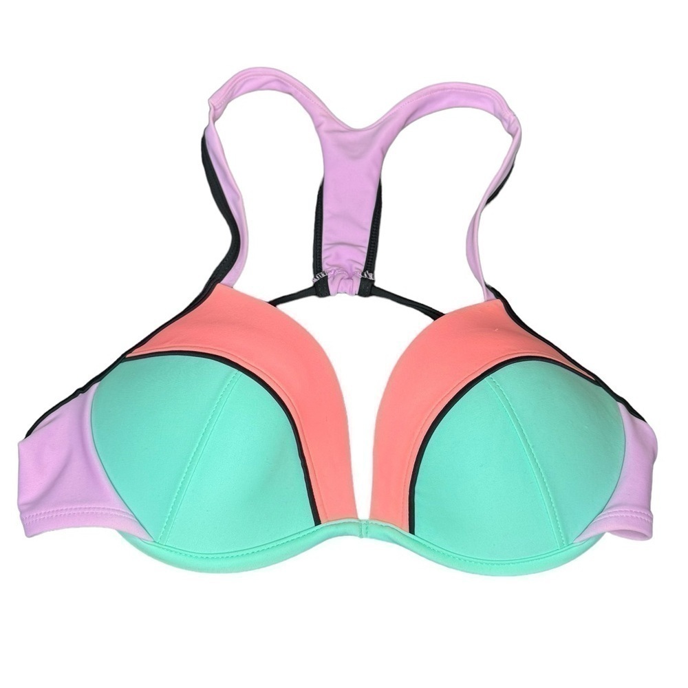 Neoprene Razorback Push Up Bikini Top Xhilaration Size M Blue Purple Orange